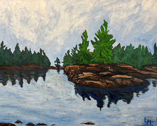 Northern Shoreline, original oil painting of Renaud's Pond in Gatineau Park by Lisa Morrison