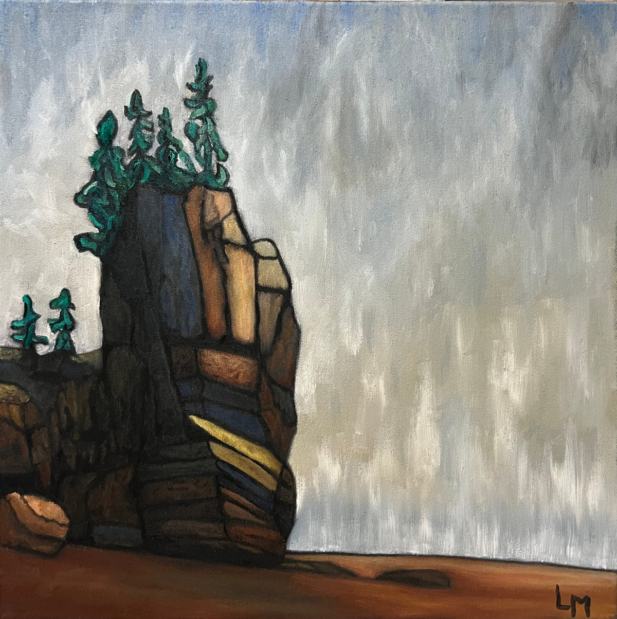 Standing Watch, original oil painting of a Bay of Fundy rock formation by Lisa Morrison