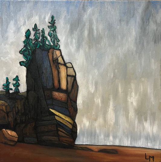 Standing Watch, original oil painting of a Bay of Fundy rock formation by Lisa Morrison